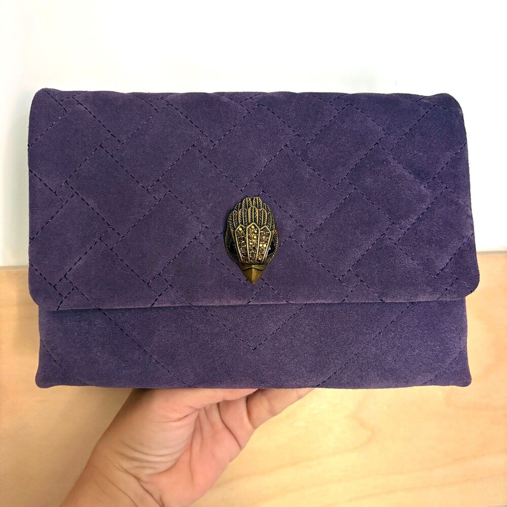 NWT Kurt Geiger Kensington Duet Purple Quilted Suede + Leather 3-way w/ Dust Bag - Picture 11 of 12